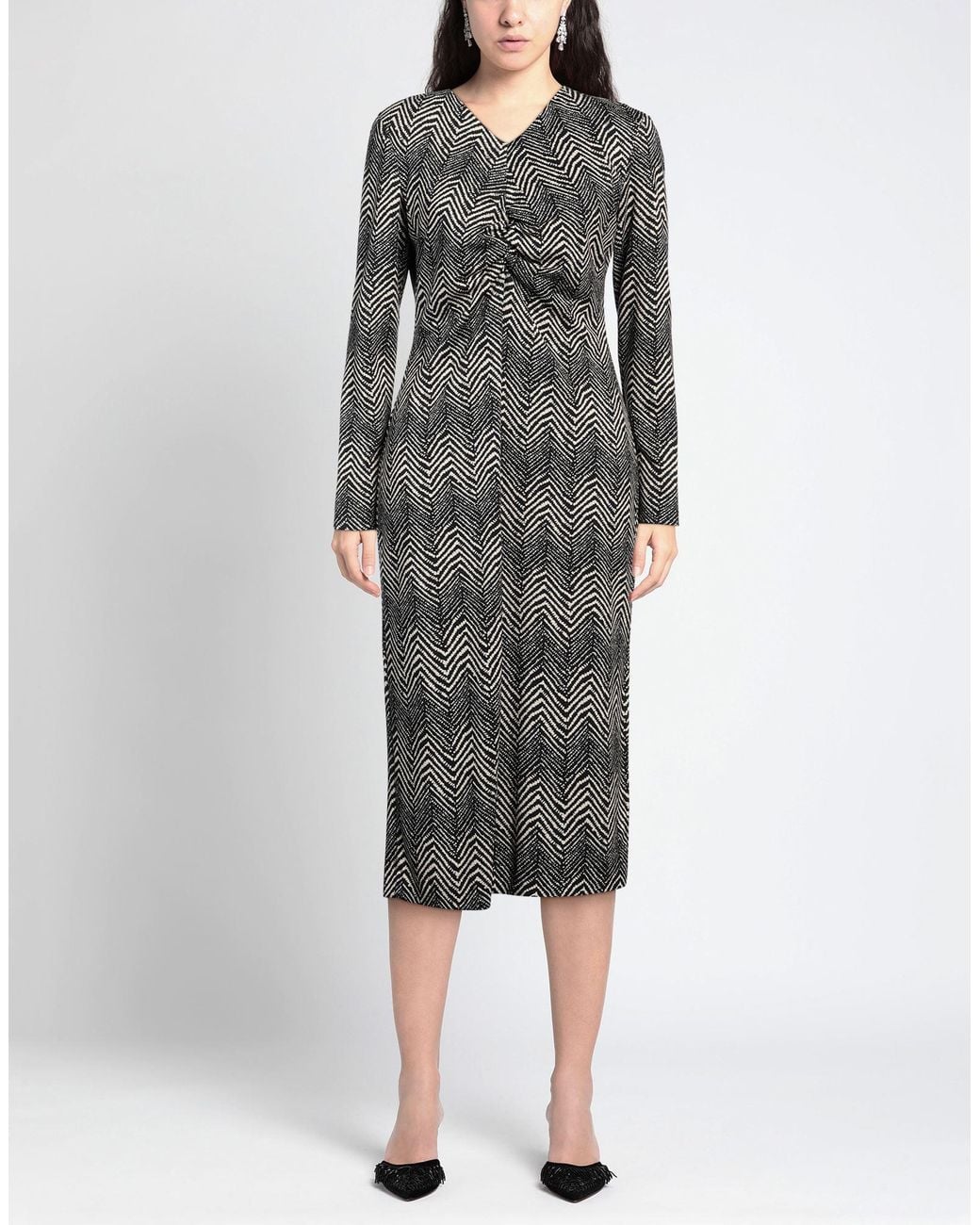 Caractere Gray Midi Dress Viscose, Polyester, Elastane