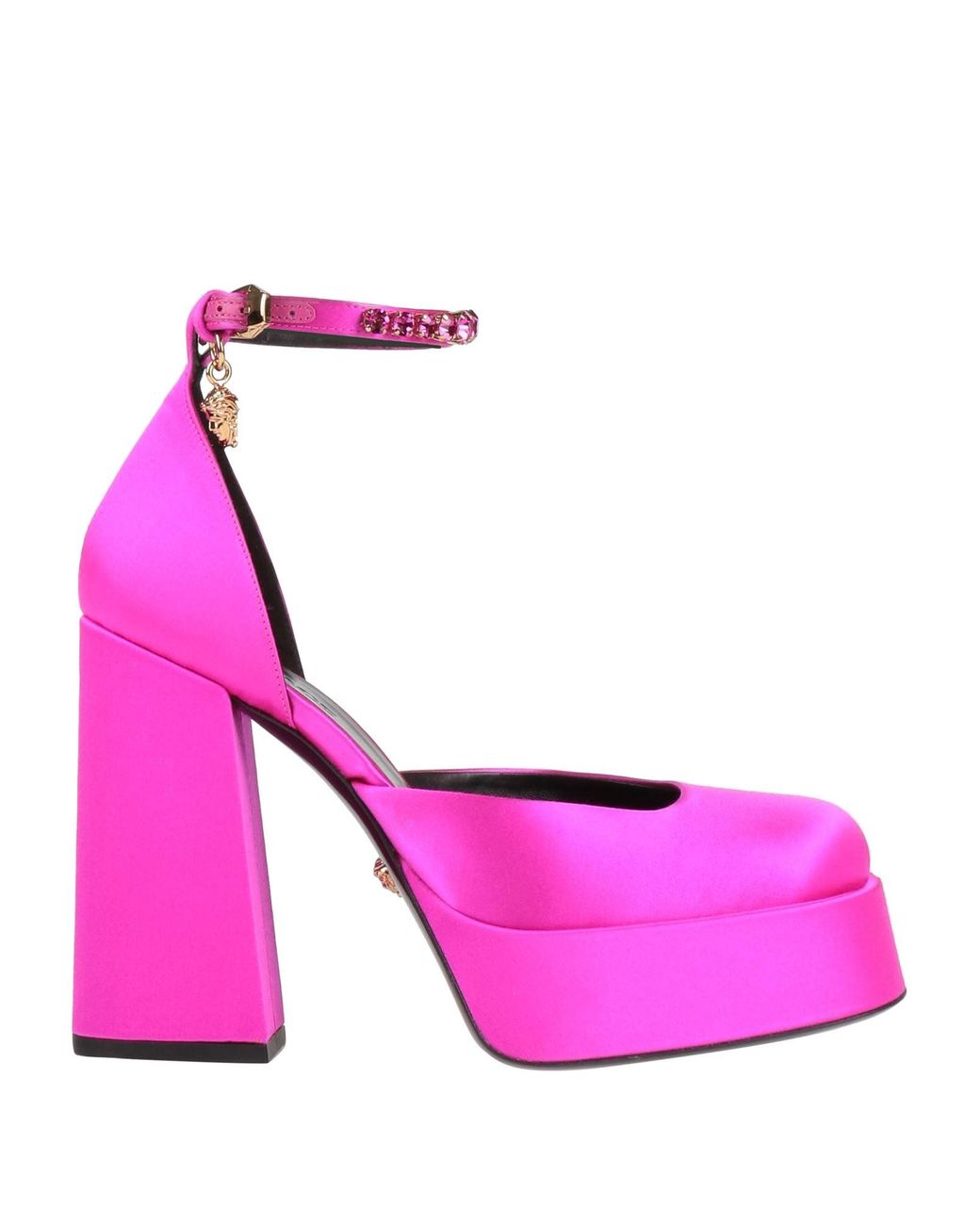 Versace Pink Medusa Aevitas Satin Crystal-embellished Platform Pumps