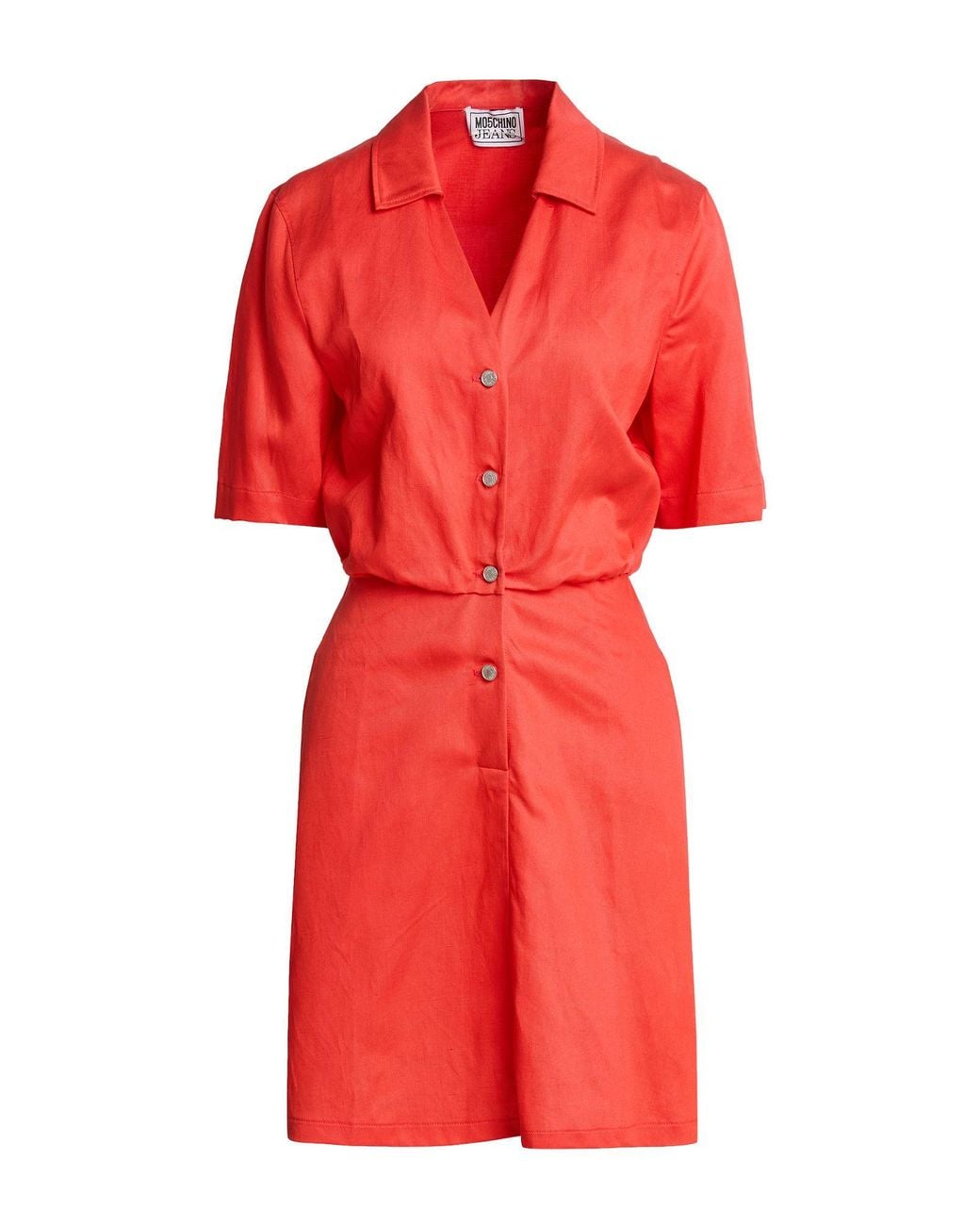 Moschino Red Mini Dress Lyocell, Linen, Cotton