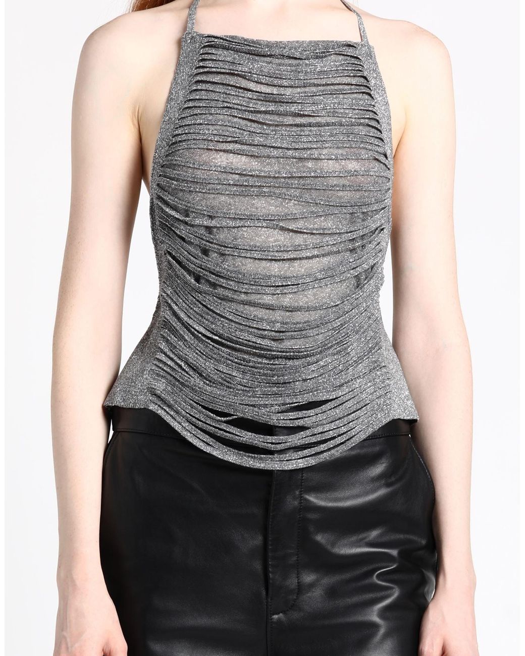 Circus Hotel Gray Top Viscose, Polyester
