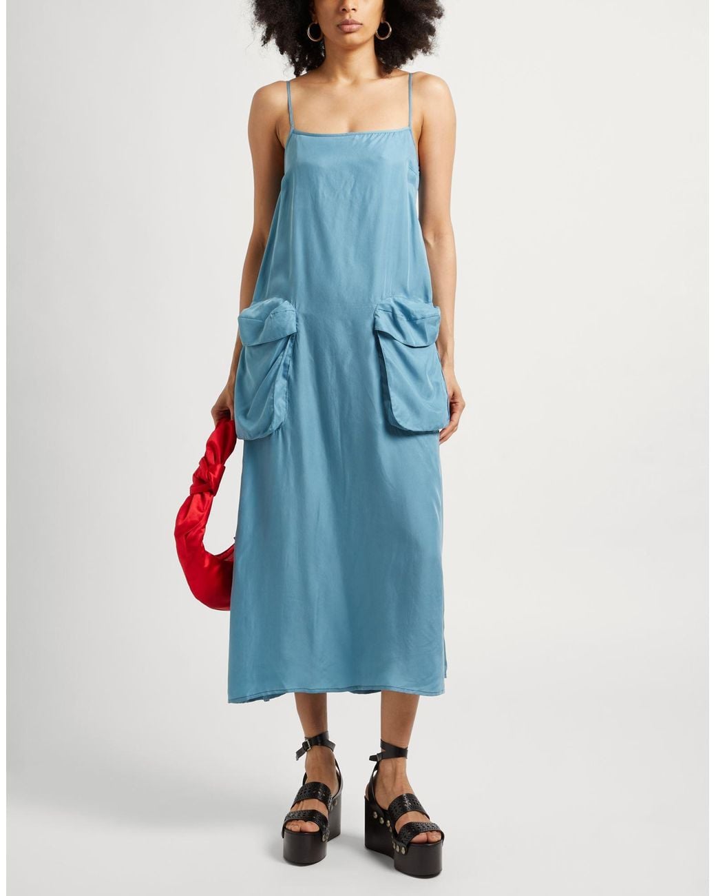 Sunnei Blue Maxi Dress Cupro, Viscose