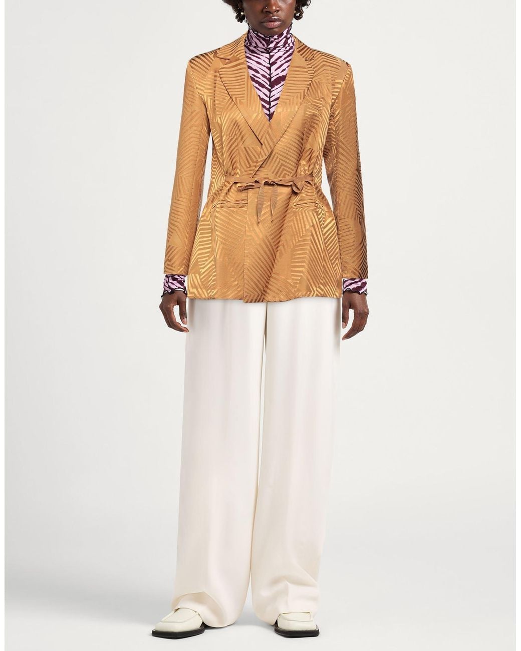 Manila Grace Brown Camel Blazer Viscose, Cotton