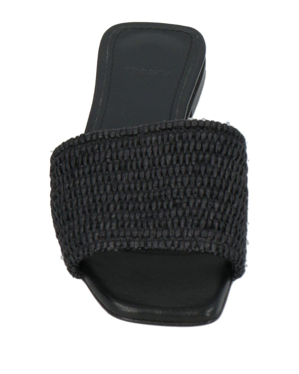 Theory Black Sandals Natural Raffia