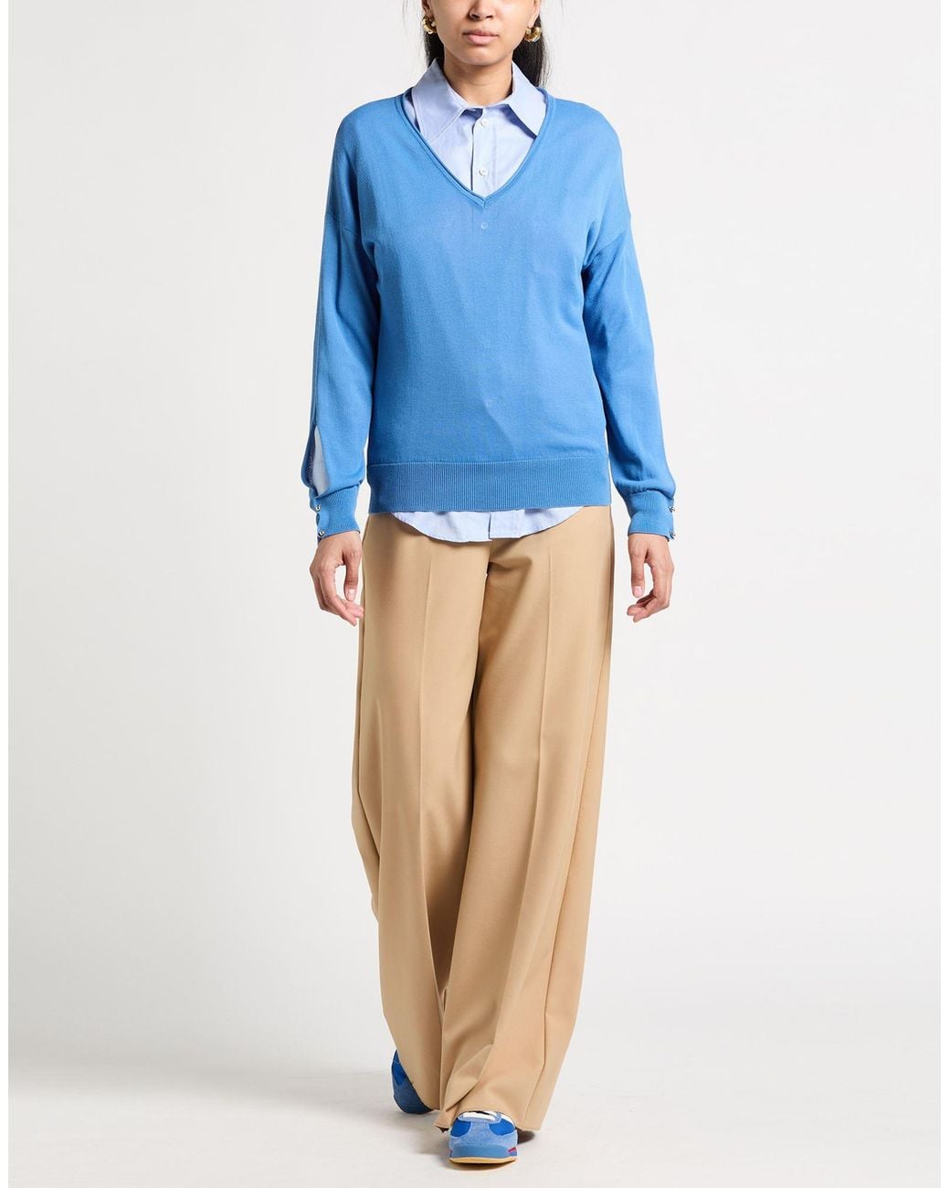 Moorer Blue Sweater Viscose, Cotton