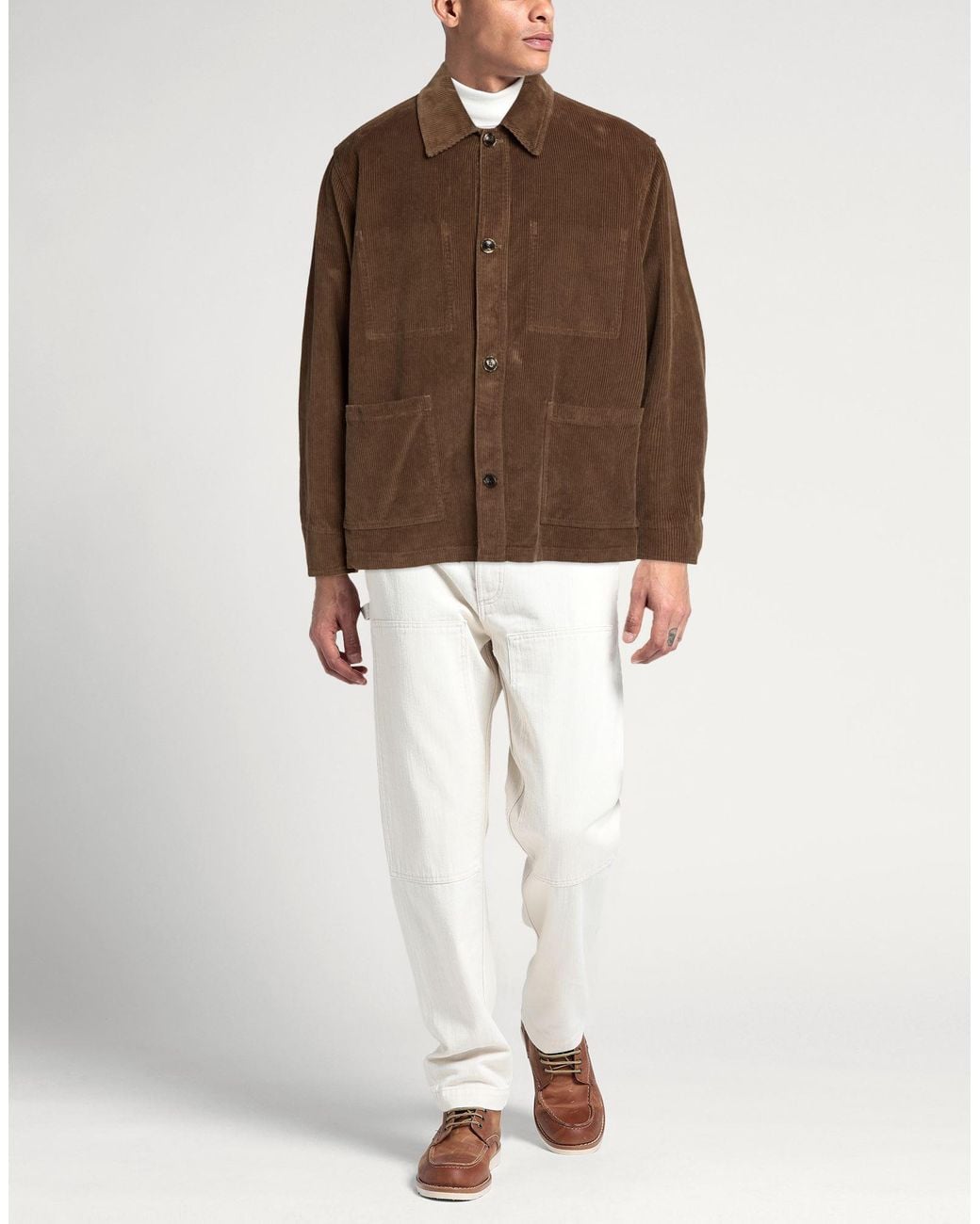 Cruna Brown Jacket Cotton, Elastane for men