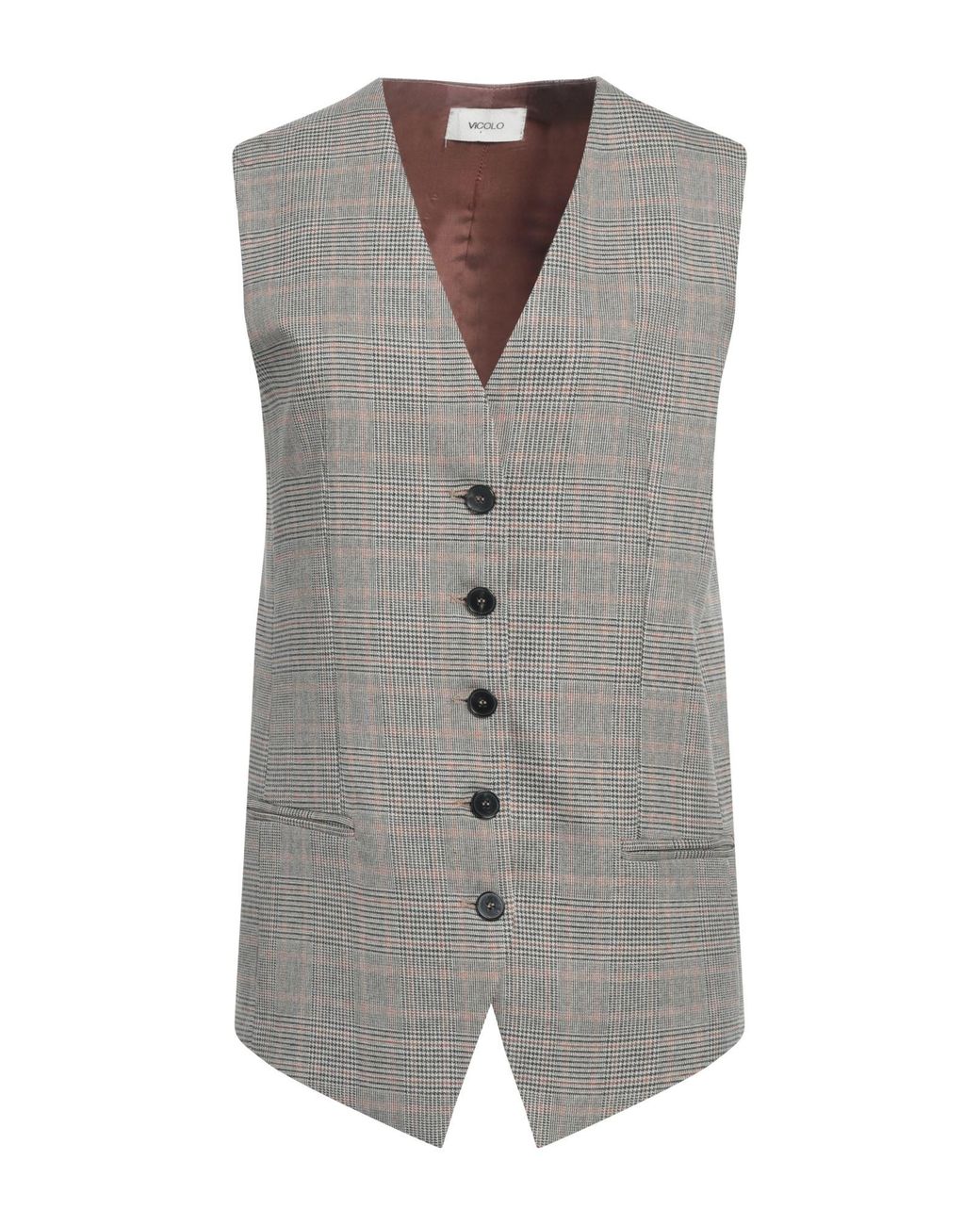 ViCOLO Gray Tailored Vest Polyester, Viscose, Elastane