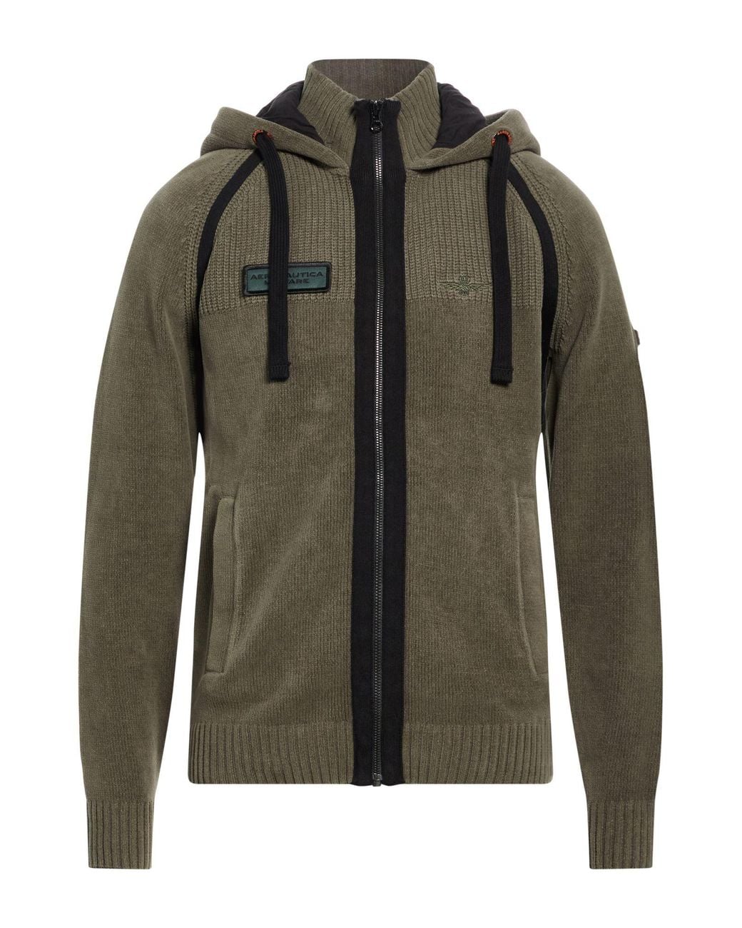 Aeronautica Militare Green Khaki Cardigan Cotton for men