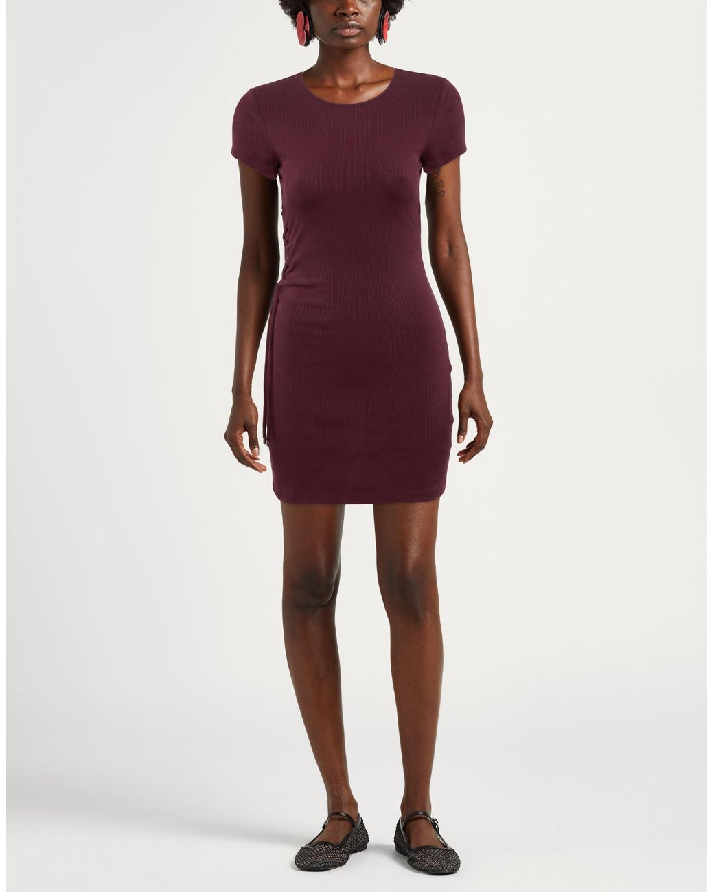 Patrizia Pepe Purple Burgundy Mini Dress Viscose, Elastane
