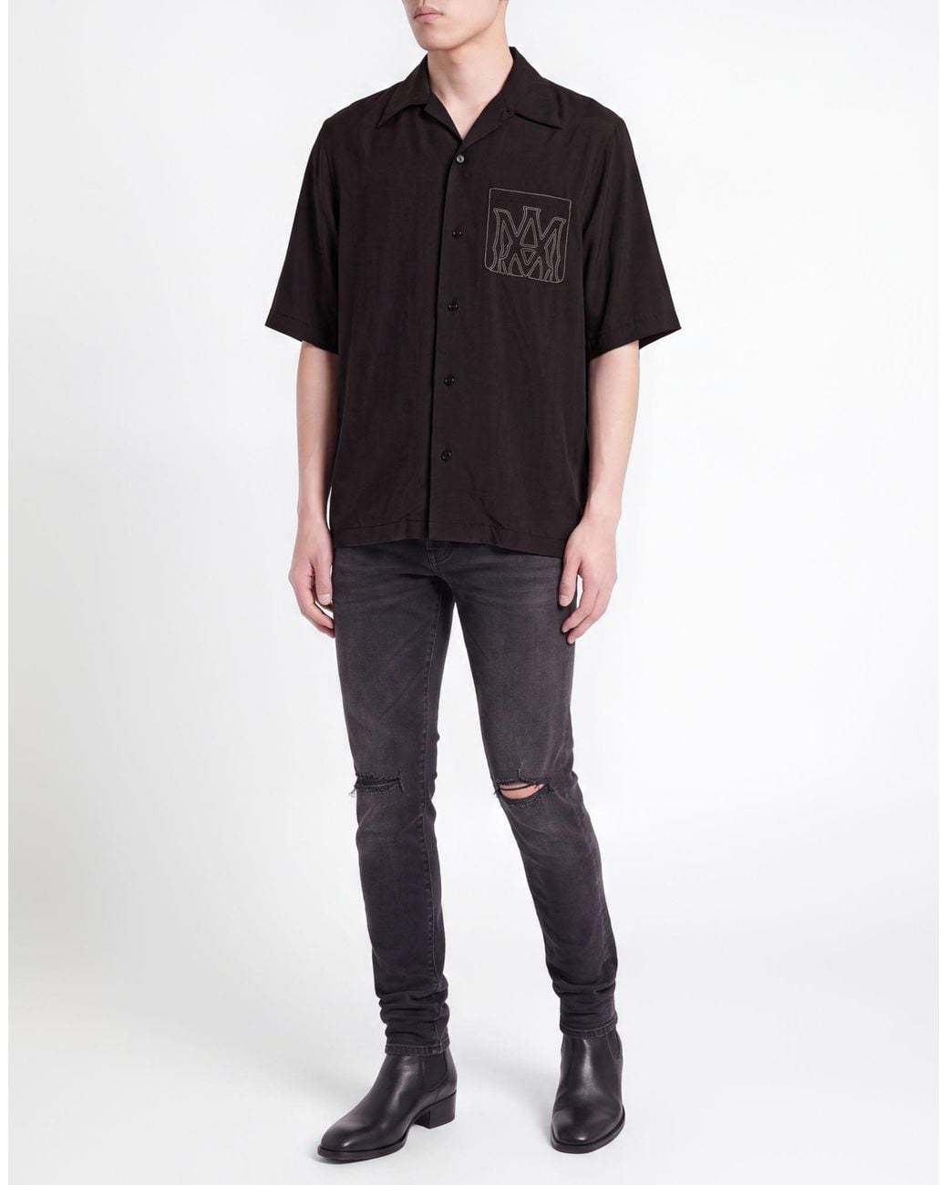 Amiri Black Shirt Modal, Polyester for men