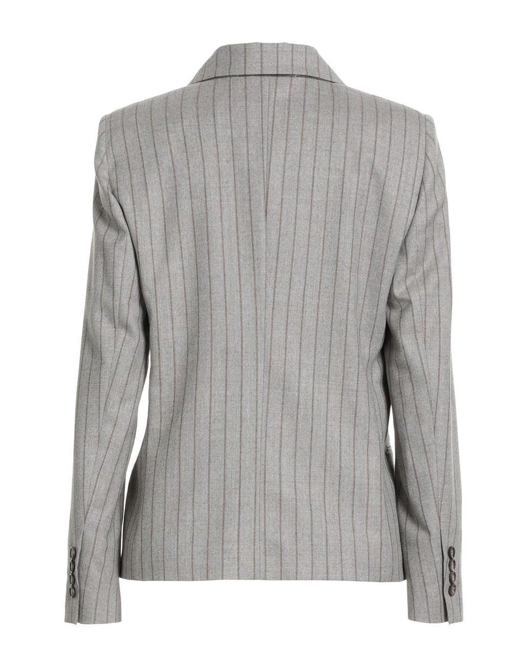 Brunello Cucinelli Gray Blazer Virgin Wool, Brass