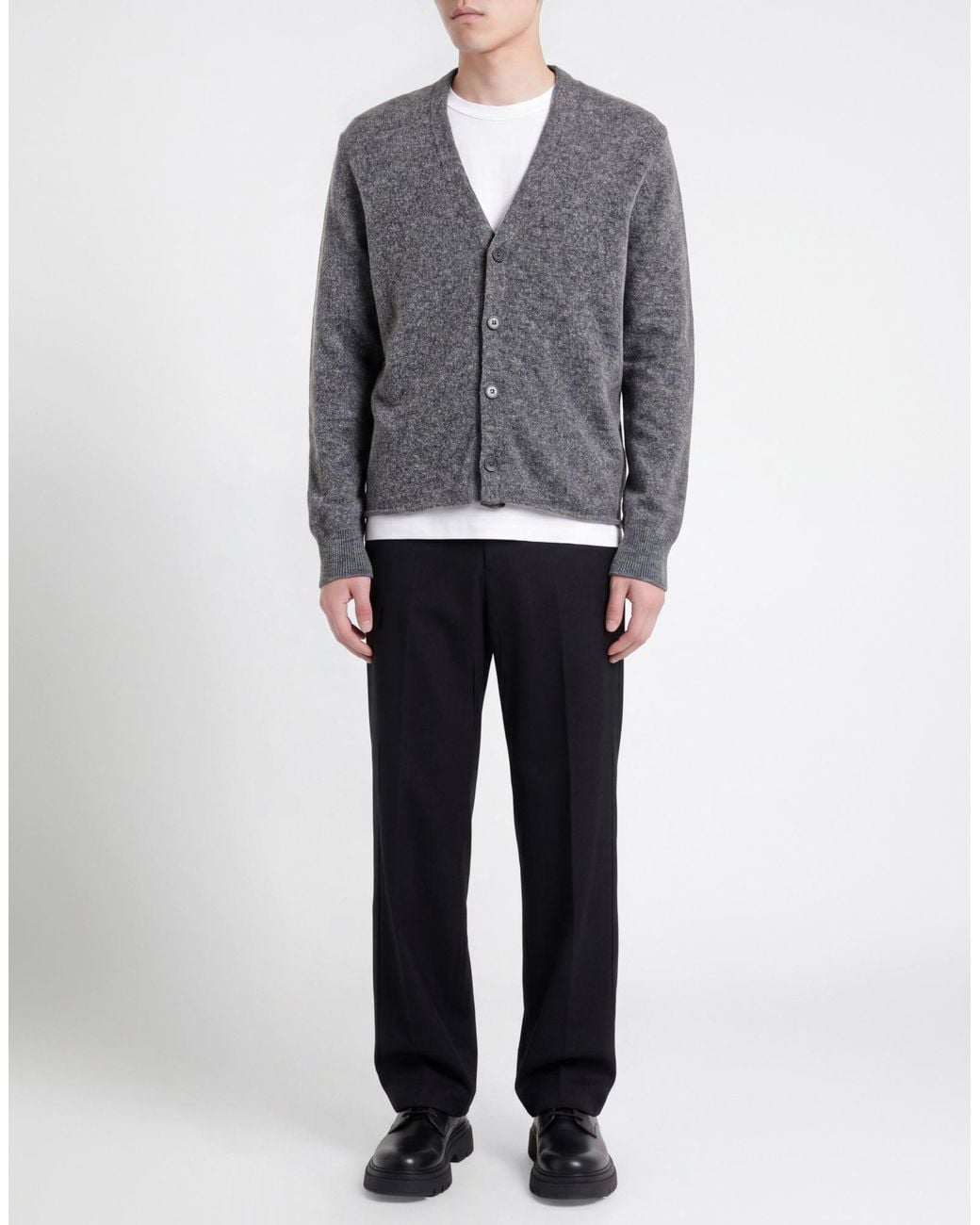 Alpha Studio Gray Cardigan Virgin Wool, Polyamide for men