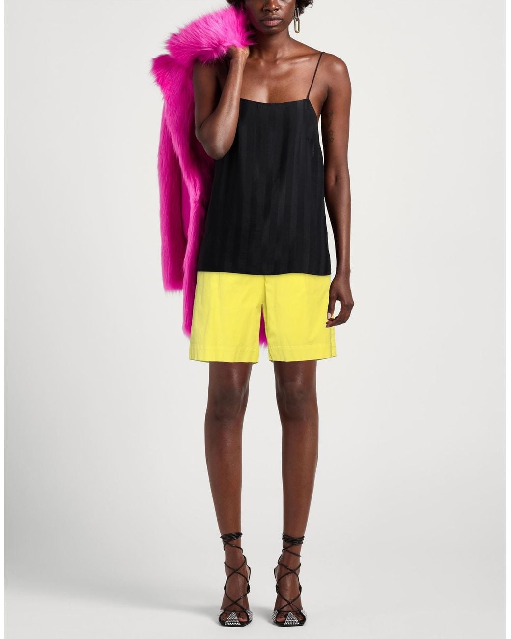 Maliparmi Yellow Shorts & Bermuda Shorts Cotton, Polyamide, Elastic Fibres