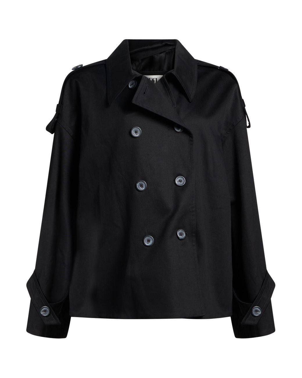 By Malene Birger Black Overcoat & Trench Coat Organic Cotton, Cotton, Elastane, Viscose