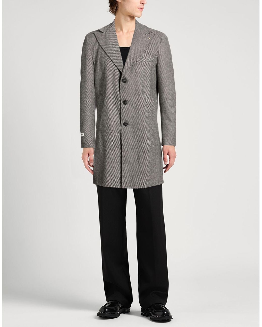 Berna Gray Coat Polyester, Wool for men
