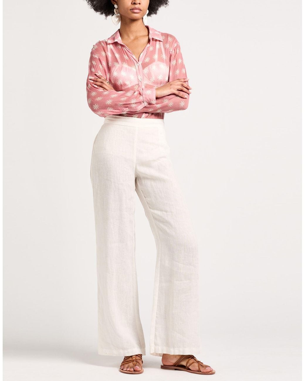 120% Lino White Pants