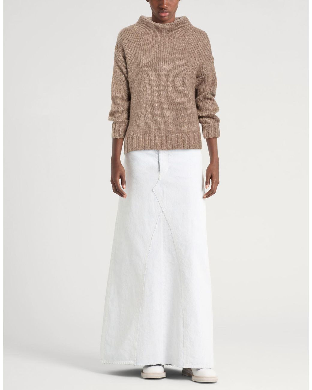 Alpha Studio Brown Taupe Turtleneck Wool, Metallic Fiber, Polyamide