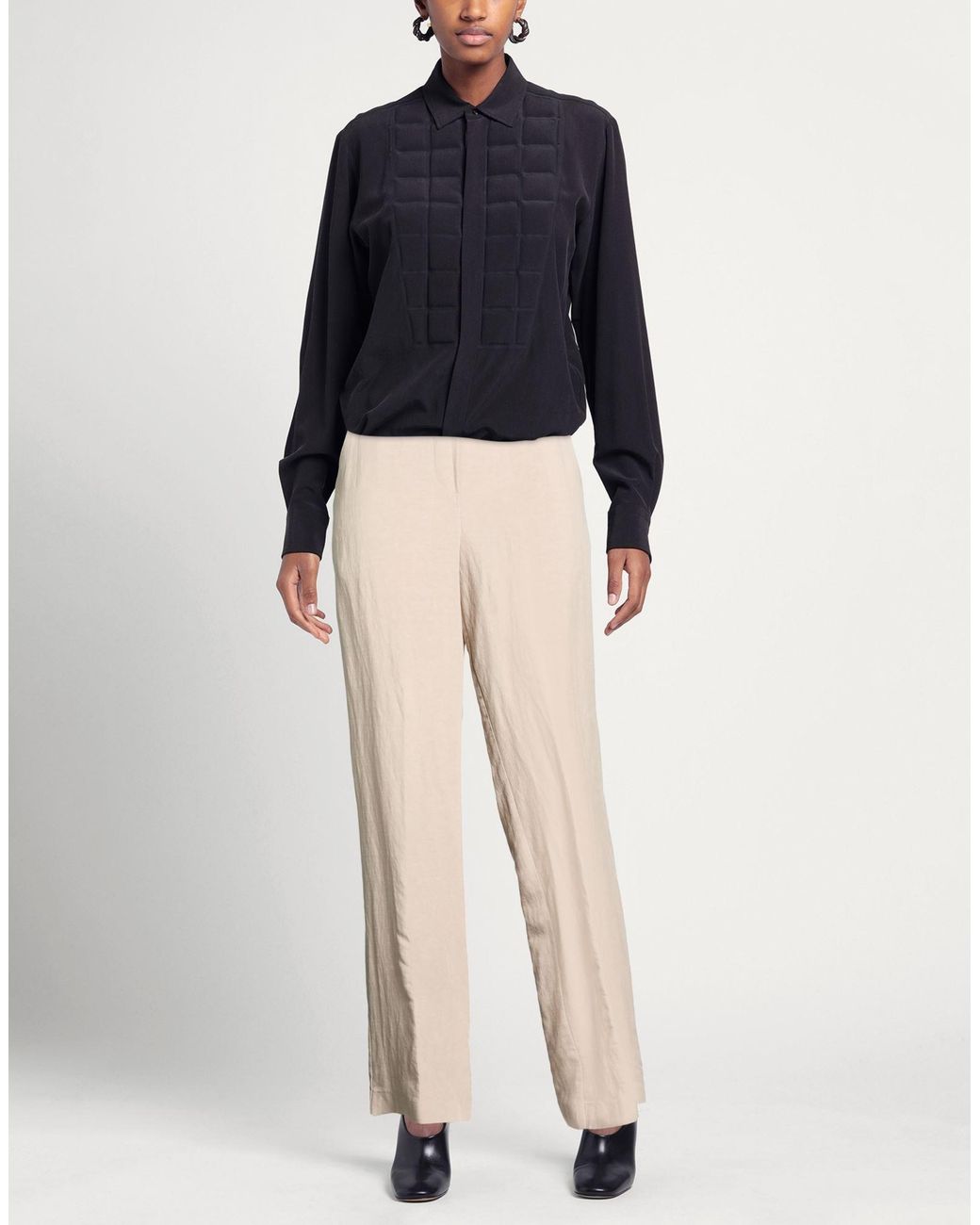 BLUE BROTHERS Natural Taupe Pants Viscose, Linen