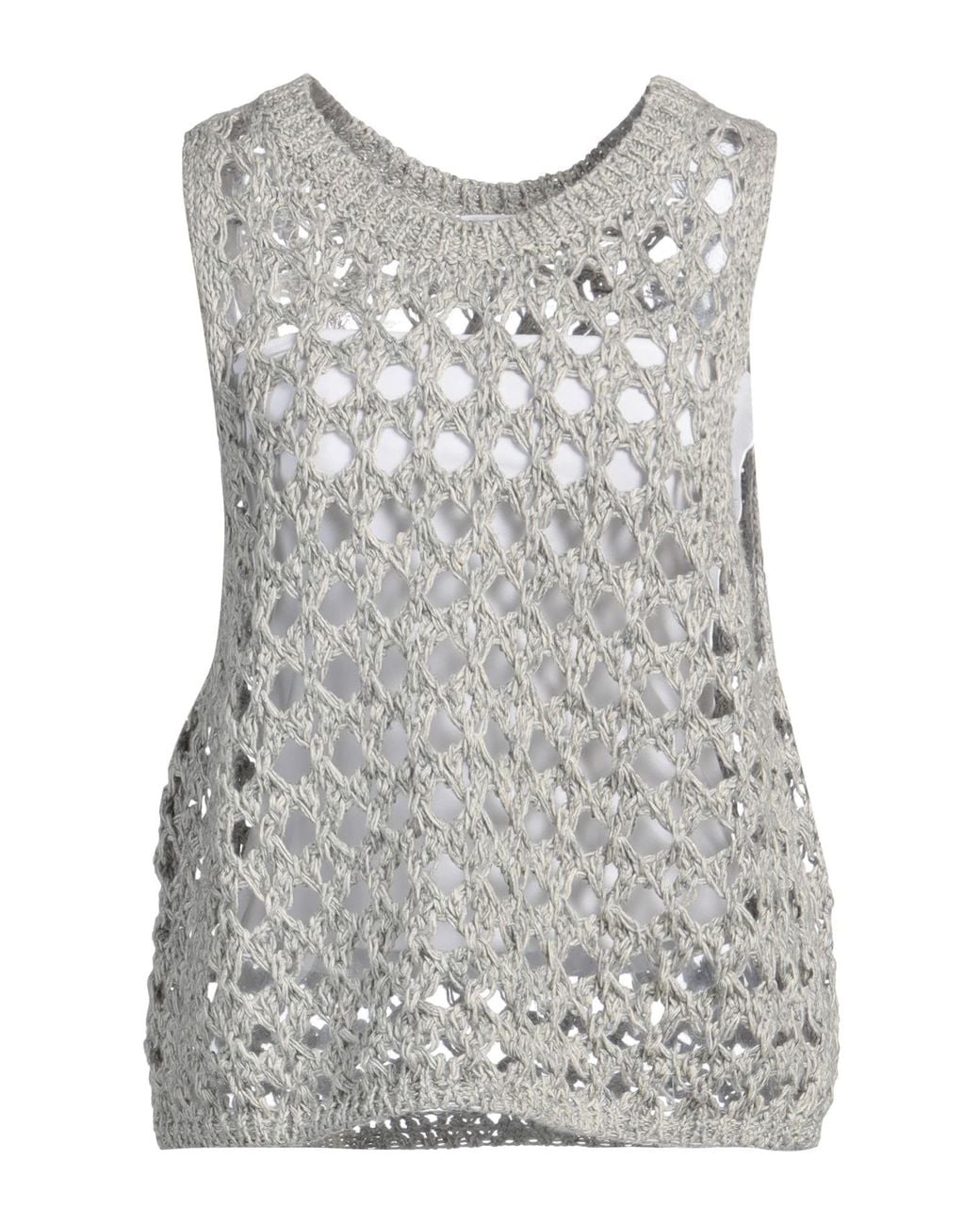 Brunello Cucinelli Gray Sweater Jute, Cotton, Polyamide