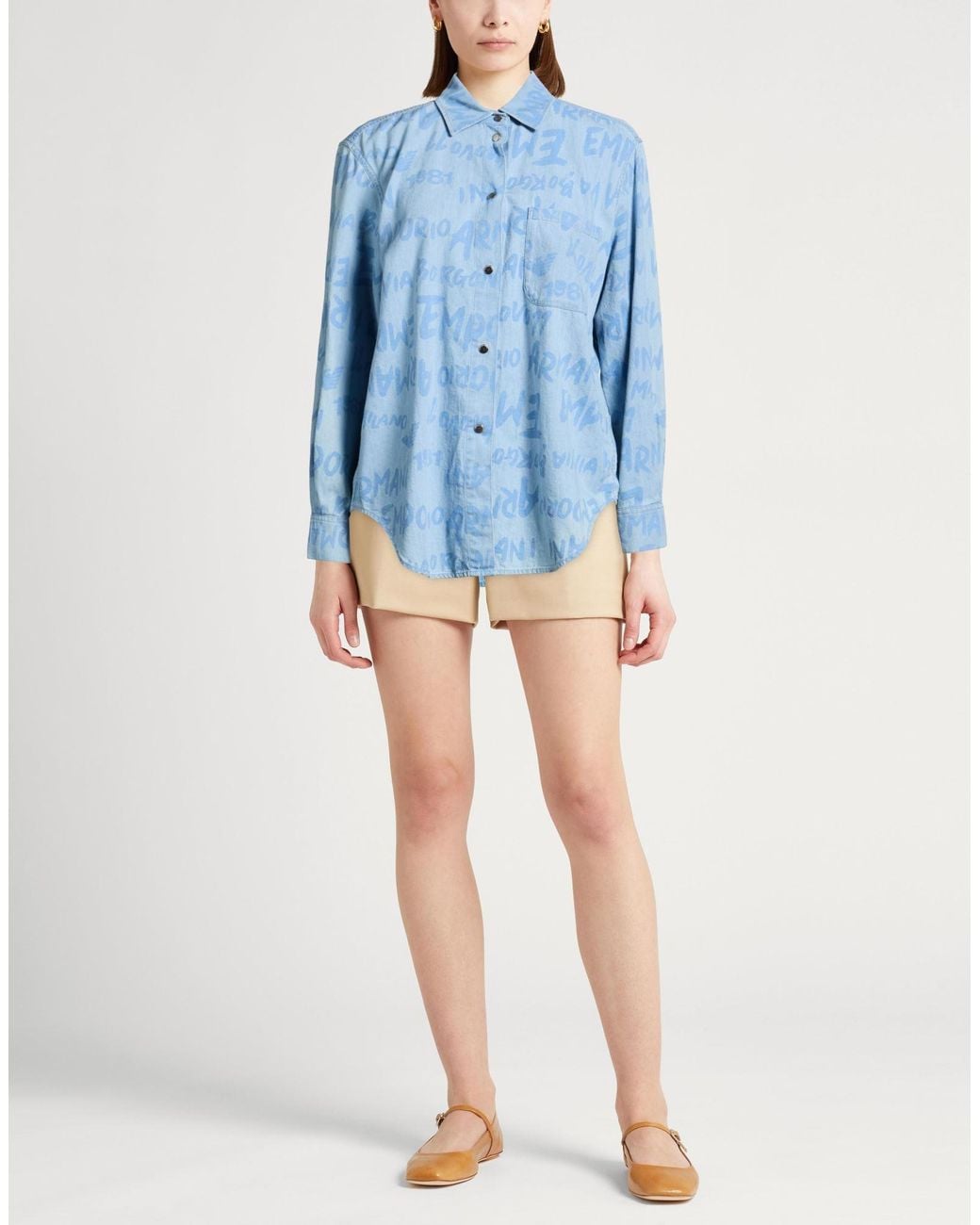 Emporio Armani Blue Sky Denim Shirt Cotton