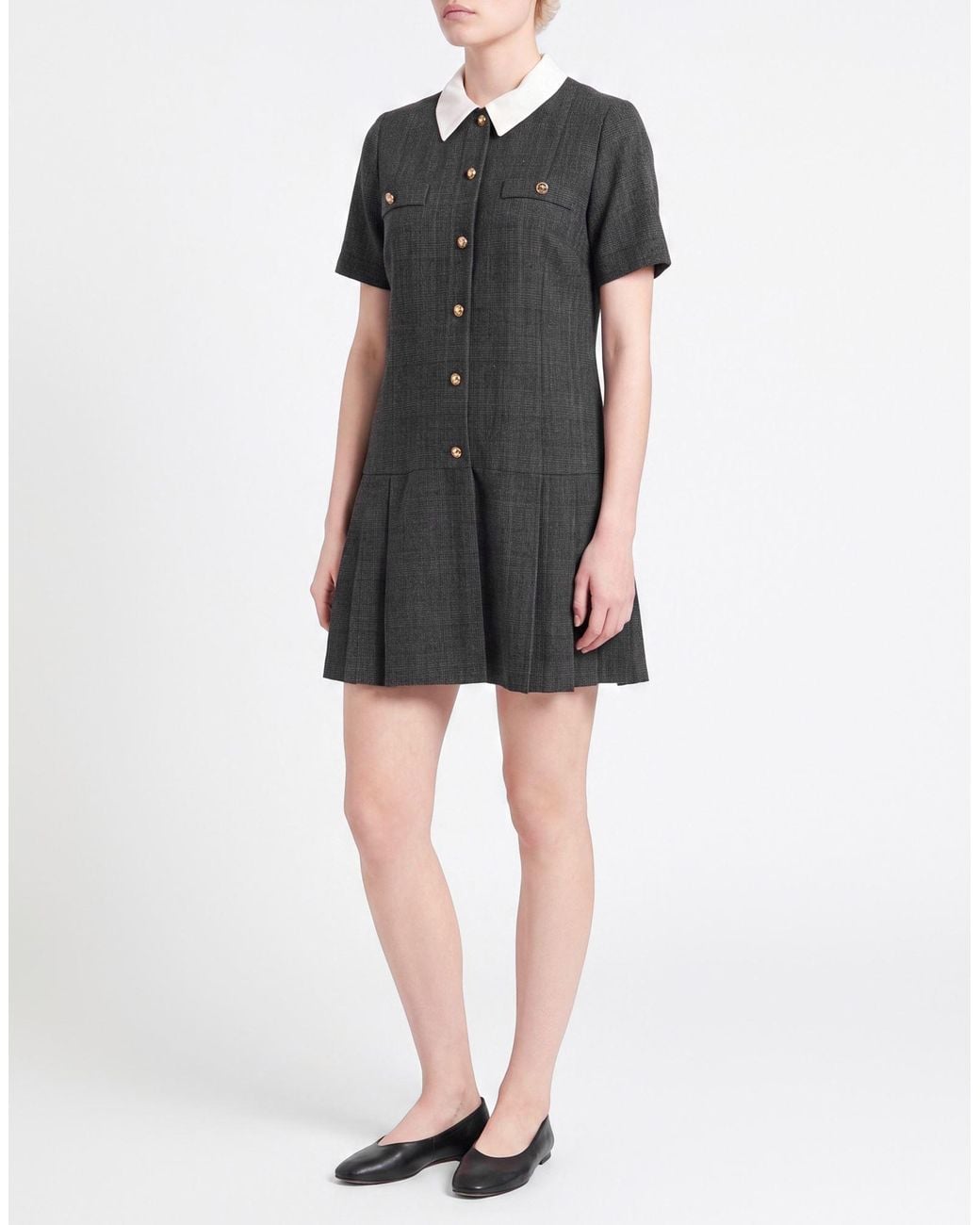 Sandro Black Charcoal Mini Dress Polyester, Viscose, Elastane