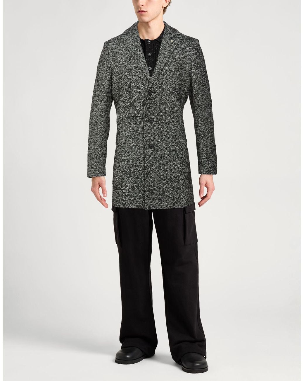 Manuel Ritz Gray Coat Wool, Polyamide, Acrylic, Polyester for men