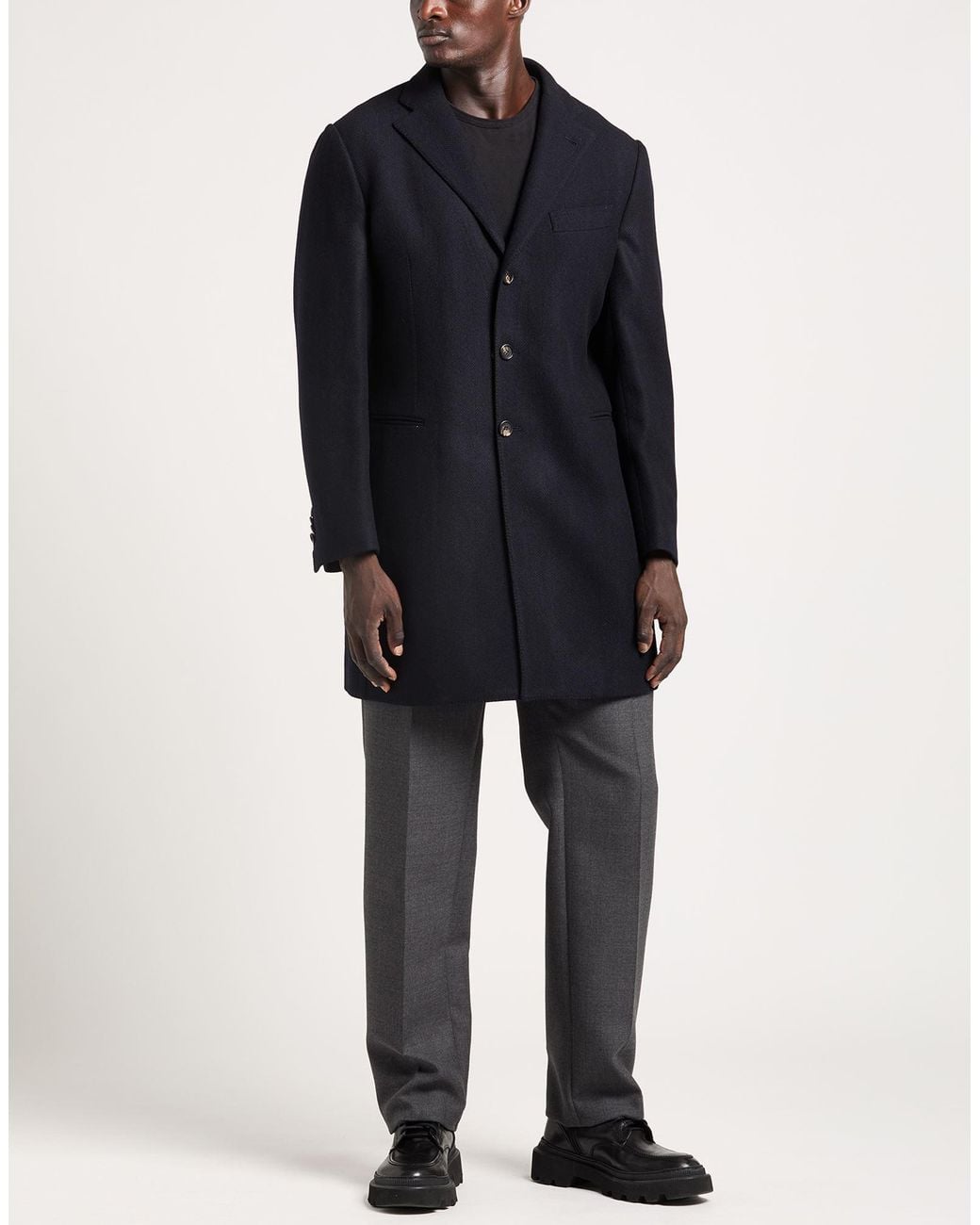 Luigi Borrelli Napoli Blue Coat Wool, Cashmere for men