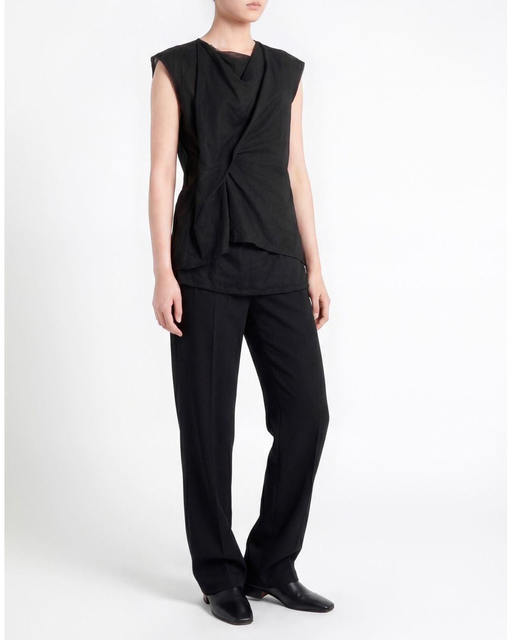 The Row Black Top Cotton, Silk