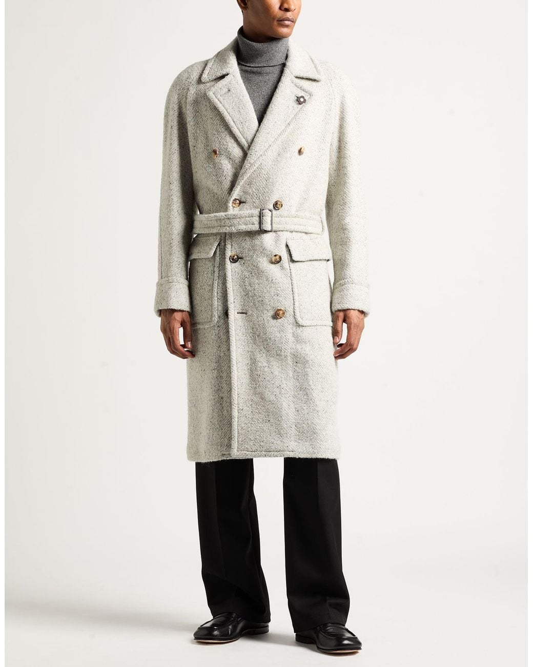 Lardini White Light Coat Wool, Polyamide, Silk, Mohair Wool, Alpaca Wool for men