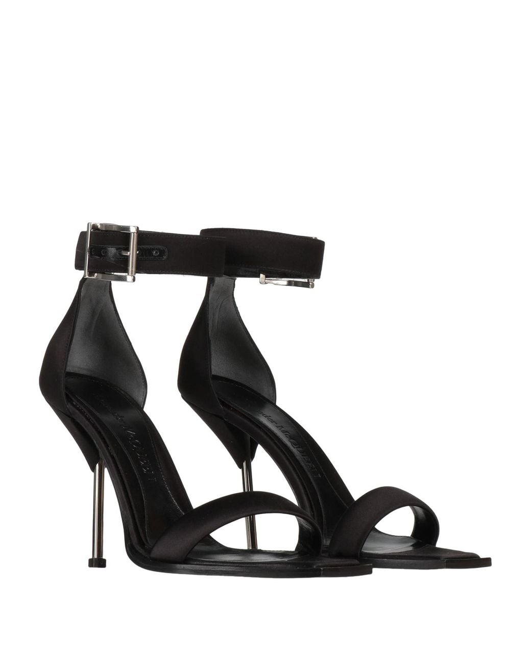 McQueen Black Sandals Textile Fibers