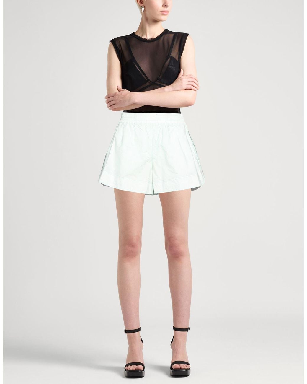 Rabanne White Light Shorts & Bermuda Shorts Polyester, Polyamide, Cotton, Polyurethane