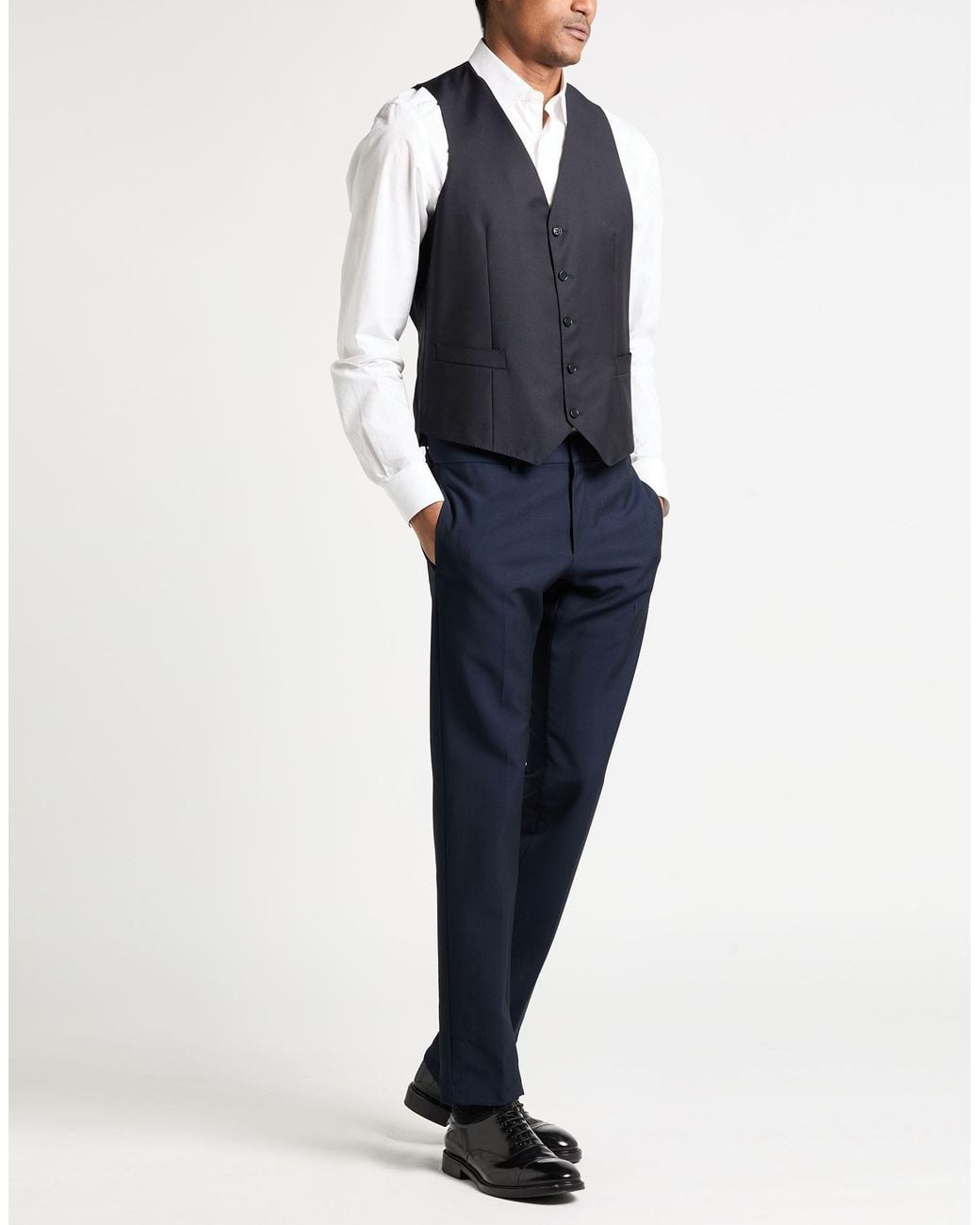 Canali Black Tailored Vest Wool for men