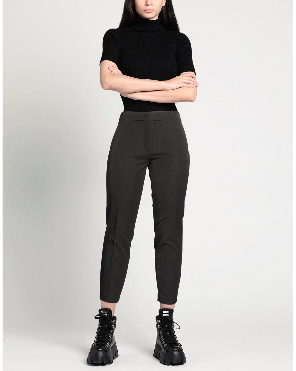 Clips More Black Pants Polyester, Viscose, Elastane