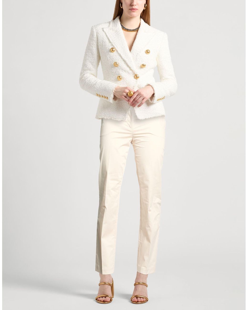Alberta Ferretti Natural Pants Cotton, Elastane