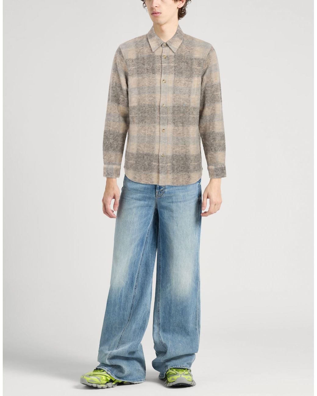 Stussy Gray Light Shirt Acrylic, Polyester, Virgin Wool, Polyamide, Viscose for men