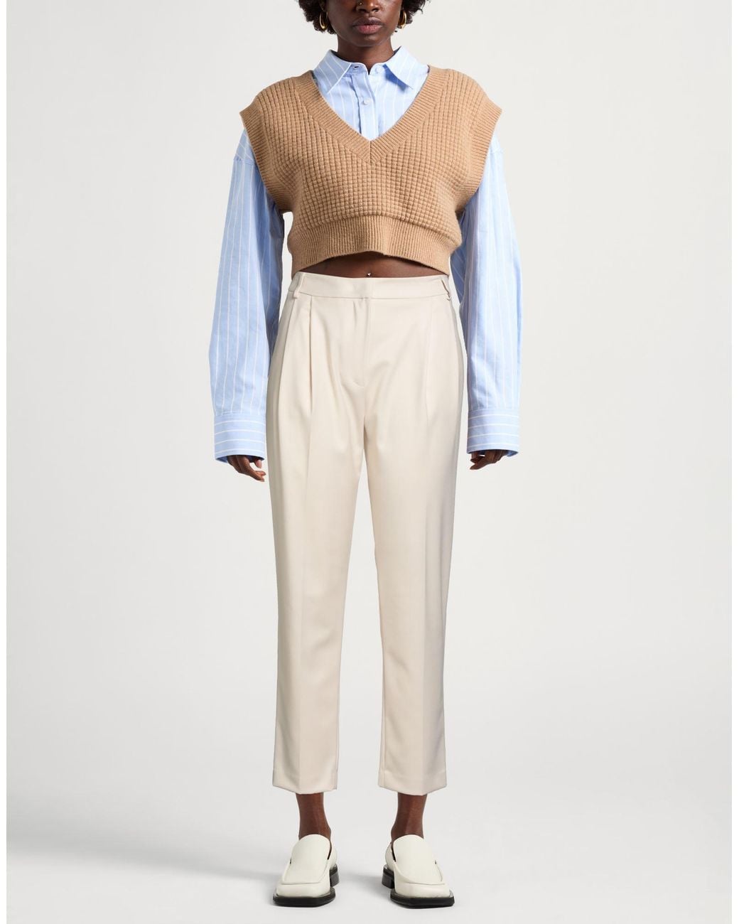 Kocca White Pants Polyester, Viscose, Elastane