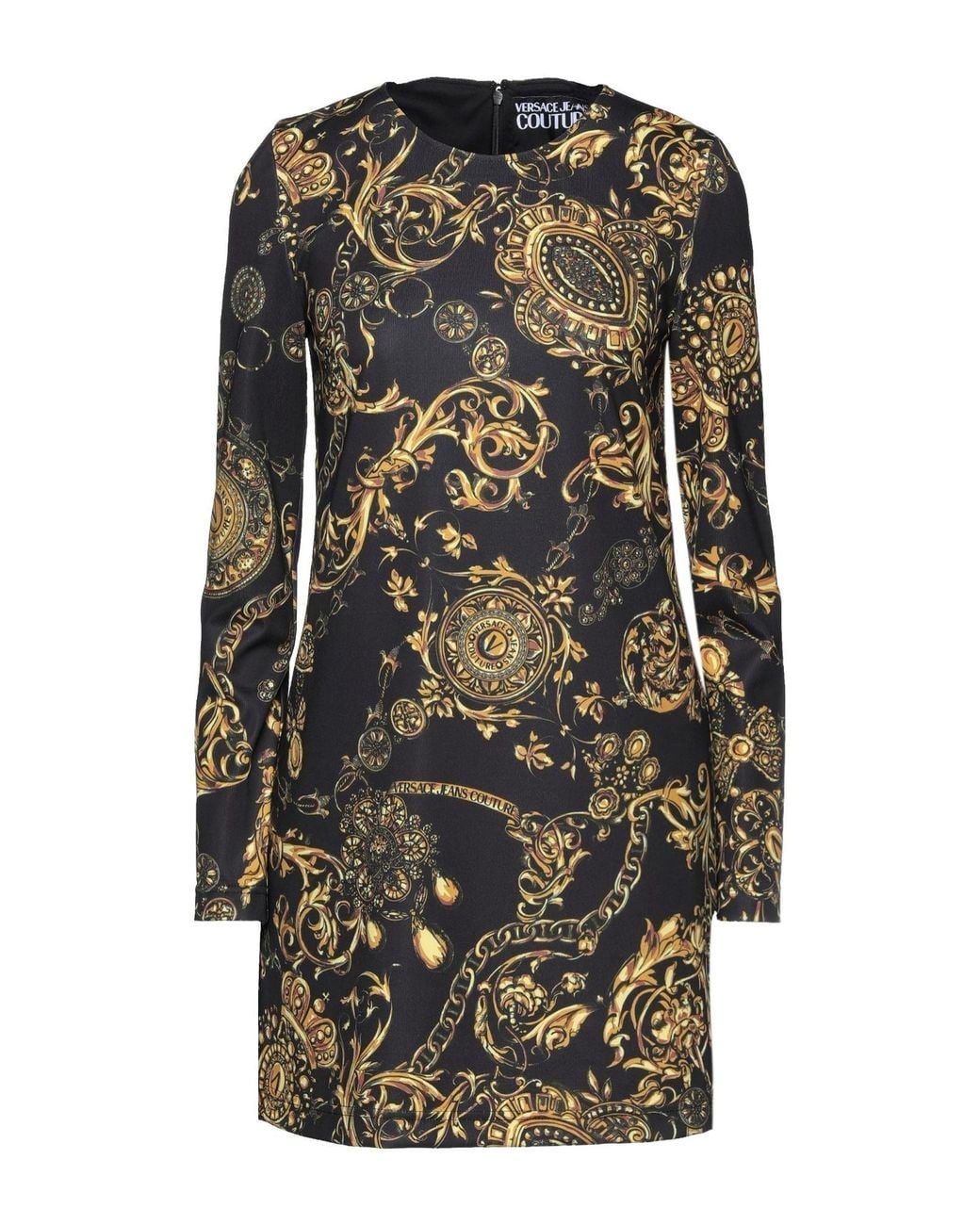 Versace Jeans Couture Black Mini Dress Polyester, Elastane