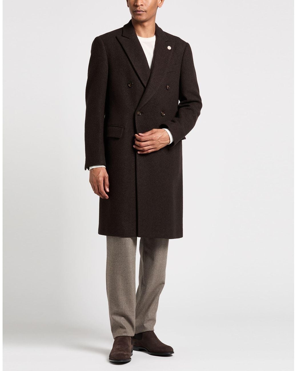 Lardini Black Coat Wool, Silk, Nylon, Cashmere for men