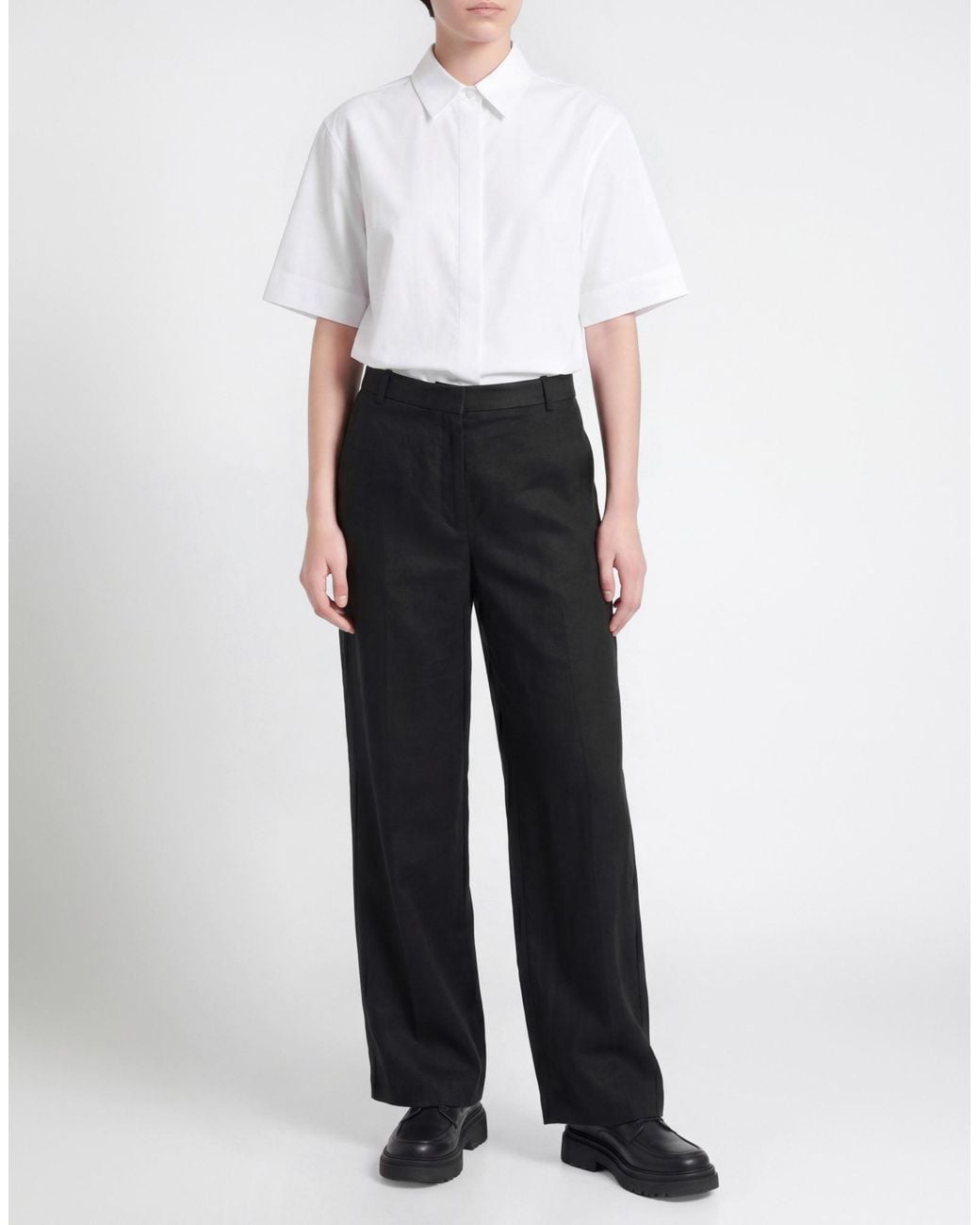 Theory Black Pants Linen, Viscose, Elastane