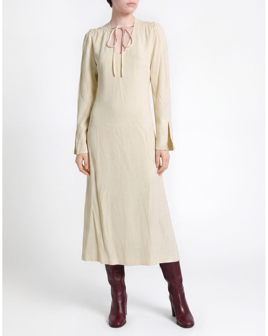 Erika Cavallini Semi Couture Natural Midi Dress Viscose, Acetate