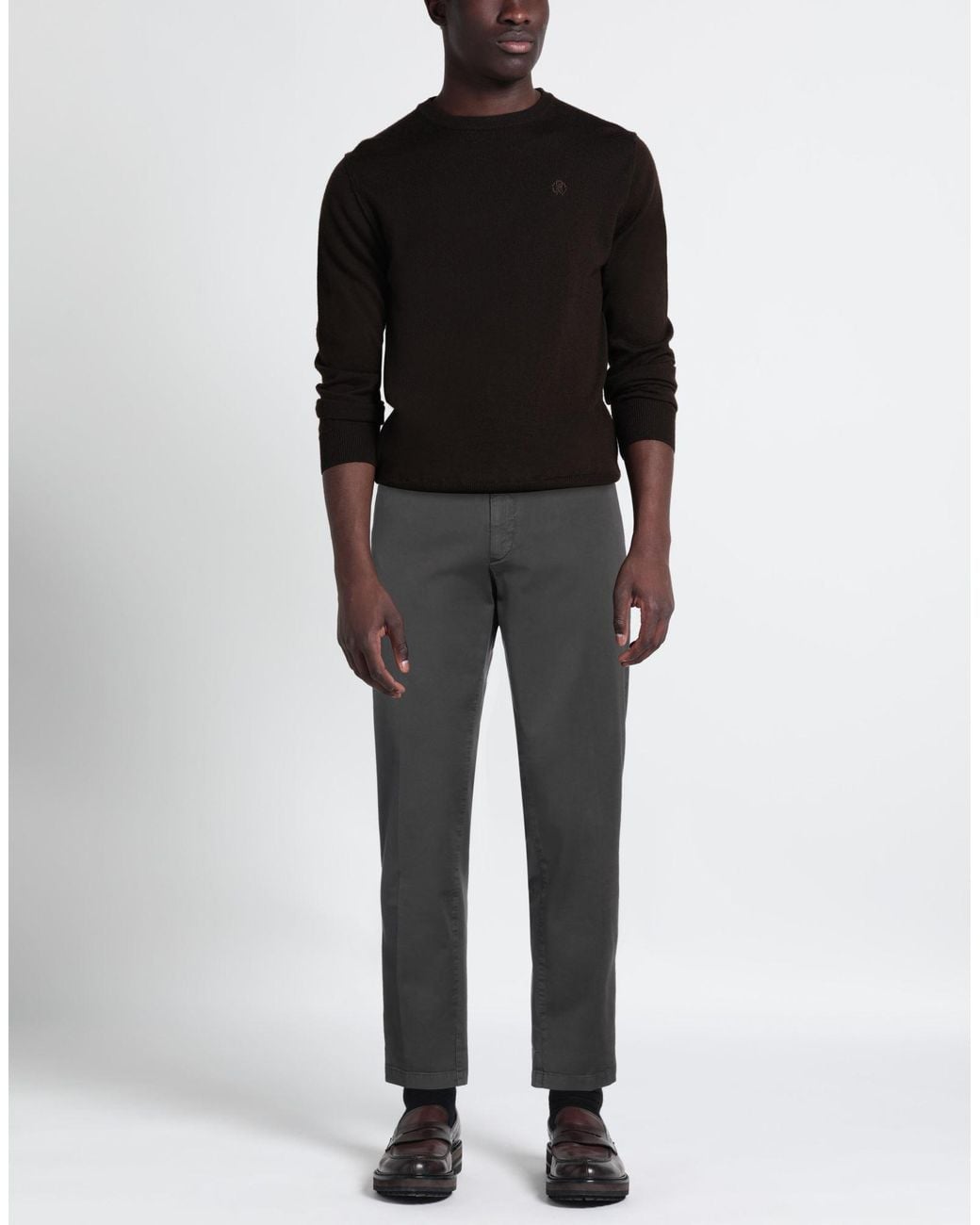 40weft Gray Pants Cotton, Elastane for men