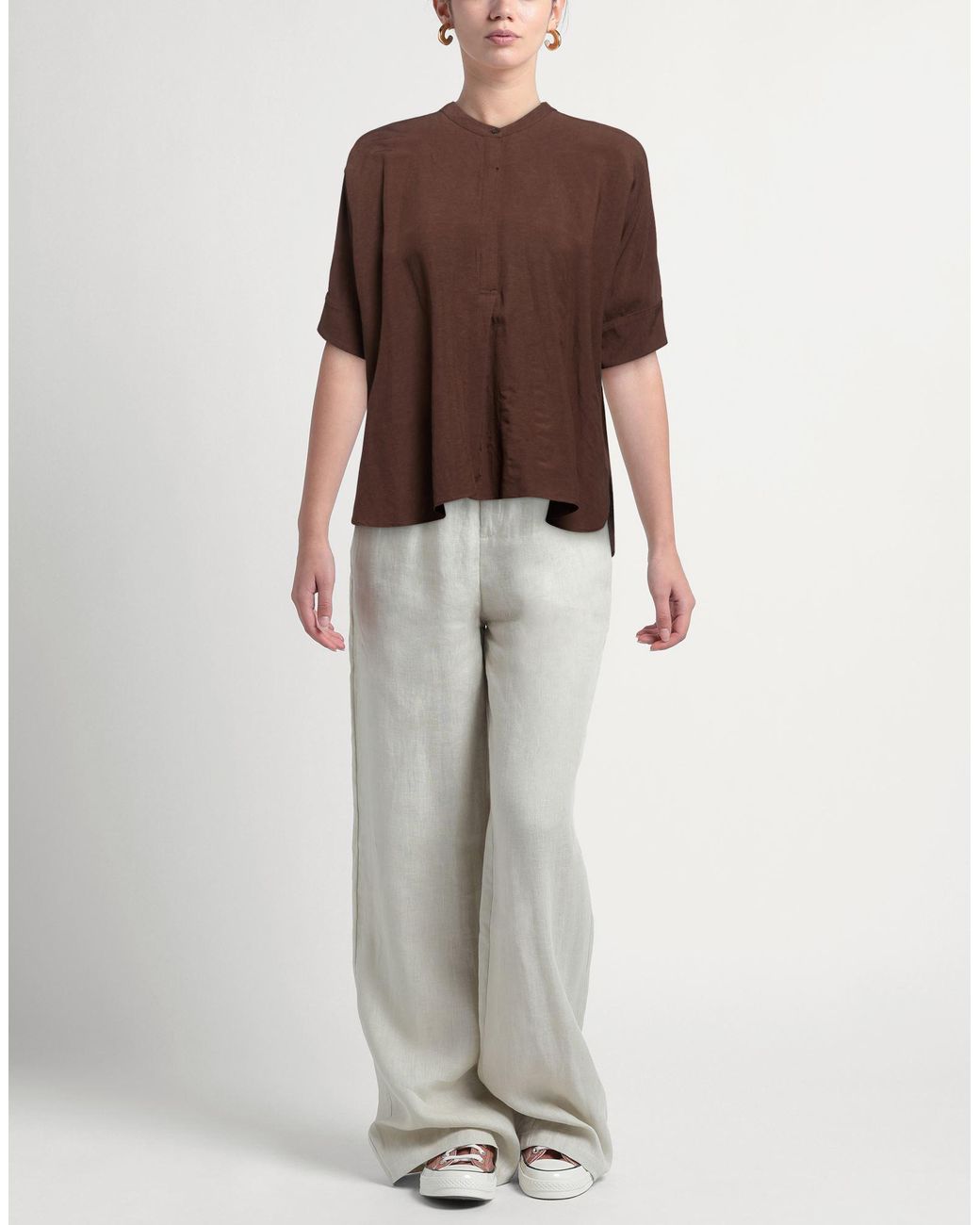 BLUE BROTHERS Brown Top Viscose, Linen