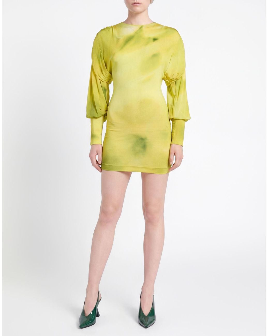 The Attico Yellow Mini Dress Viscose, Elastane