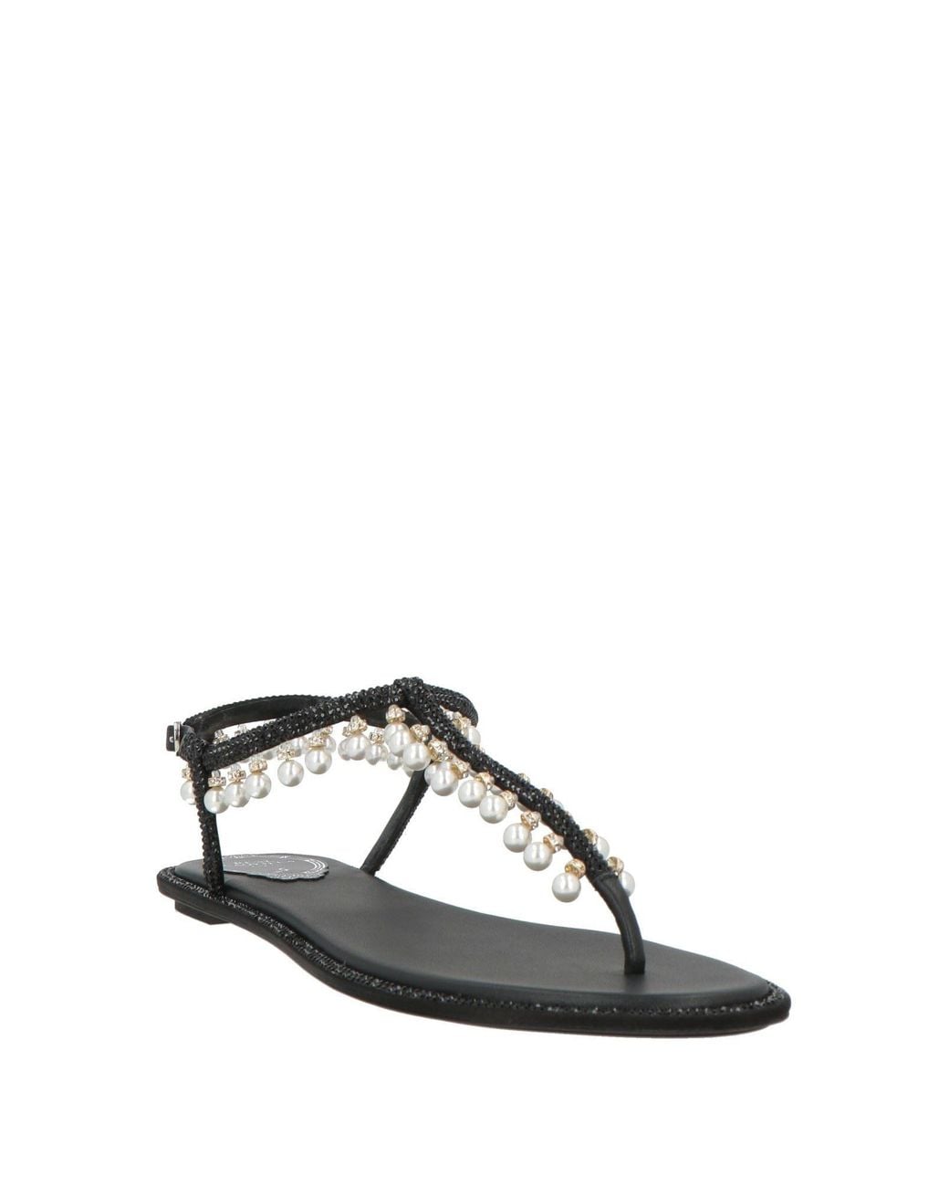 Rene Caovilla Black Thong Sandal Textile Fibers