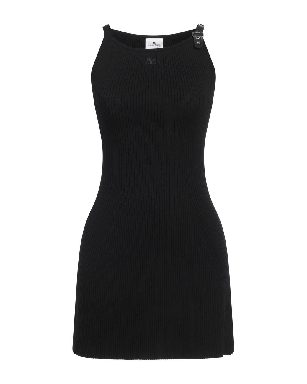 Courreges Black Mini Dress Viscose, Polyester