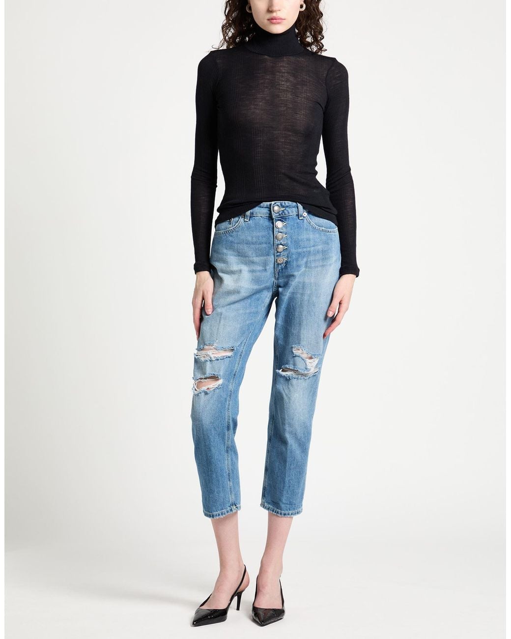 Dondup Black Turtleneck Wool, Silk
