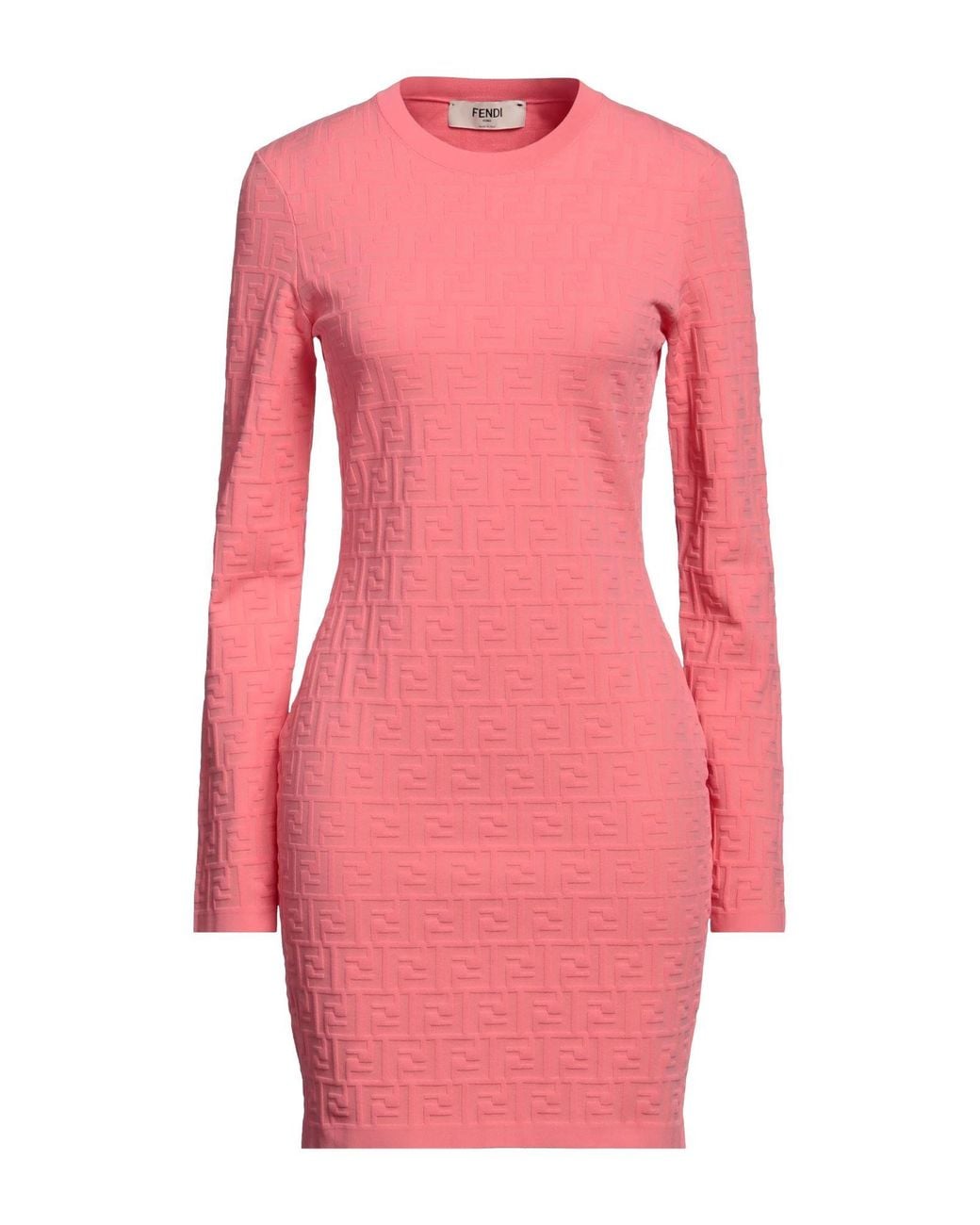 Fendi Pink Mini Dress With All-over Ff Jacquard Motif In Viscosa Blend Woman