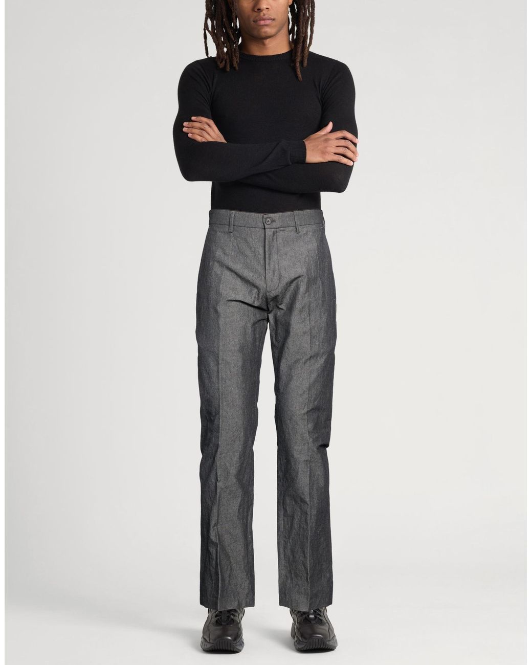 Department 5 Gray Pants Recycled Cotton, Recycled Polyester, Linen, Polyester for men