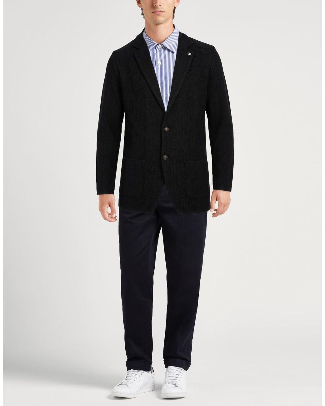 Manuel Ritz Black Blazer Acrylic, Wool for men