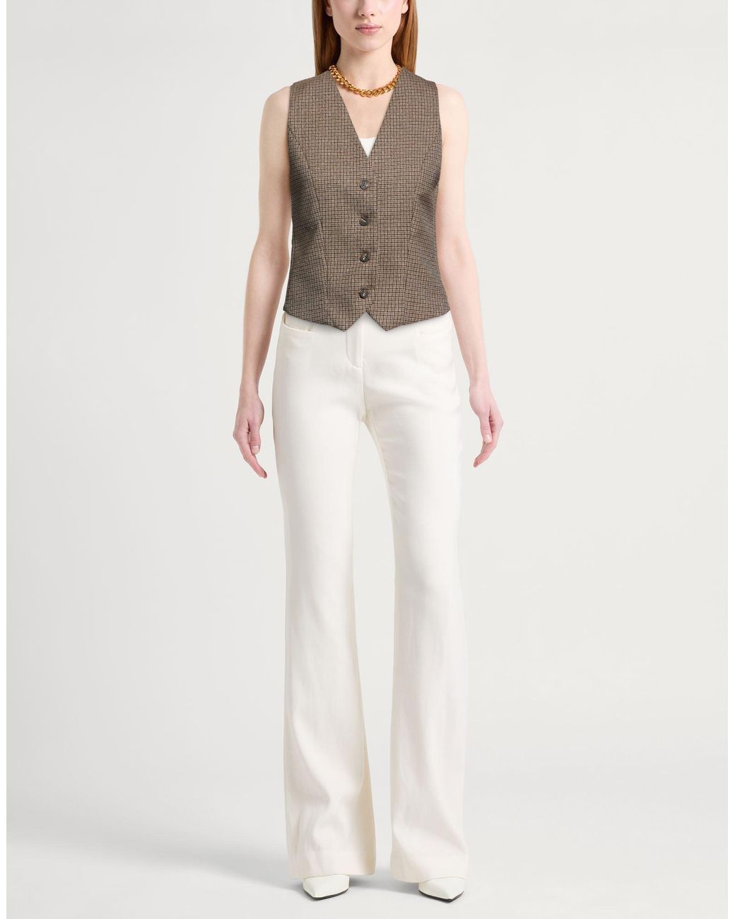 Kaos Brown Camel Tailored Vest Polyester, Viscose, Elastane