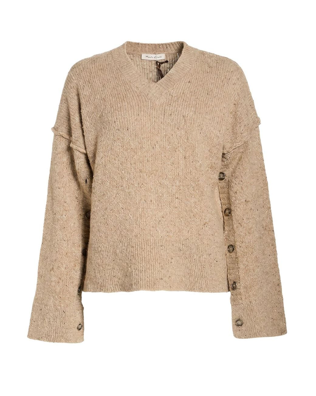 Manila Grace Natural Sand Sweater Wool, Acrylic, Polyester, Polyamide